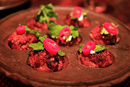 Trumpet mushrooms topped with pork and prawn mince