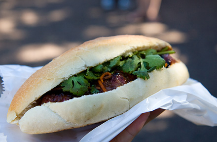 bánh mì nem nuong aka Vietnamese pork meatball sandwich