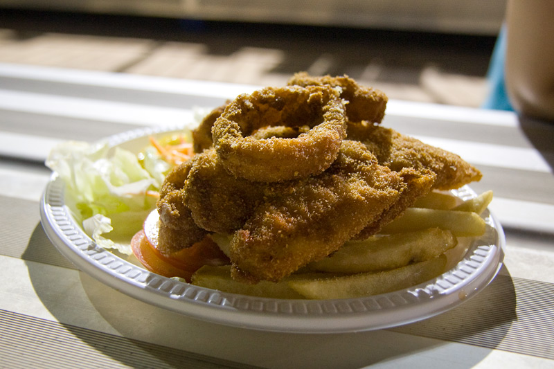 Calamari, fish and chips